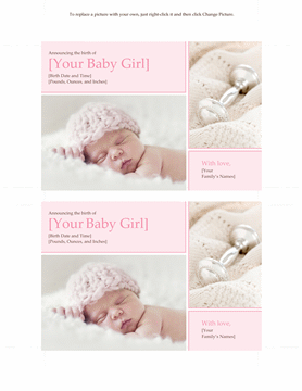 Elegant Baby Girl Birth Announcement