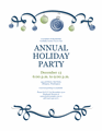 Holiday Party Invitation With Blue And Green Ornaments (formal Design)